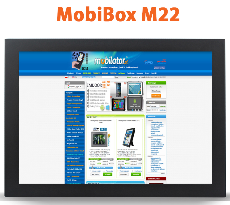  Monitor dotykowy PC MobiBox M22  Monitor dotykowy Ekran pojemnociowy capacitive wywietlacz 22 cali LED mobilator.pl New Portable Devices VGA HDMI